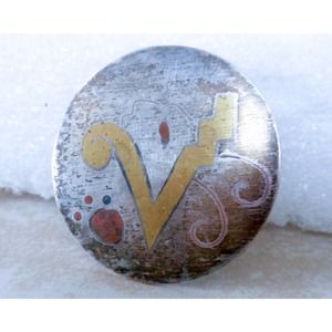 Vintage Sterling Beto Circle Brooch , Mexico Pre-Eagle